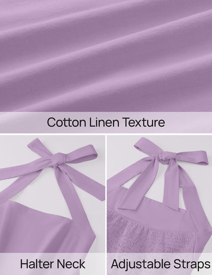 ZESICA Women's Summer Halter Midi Dress