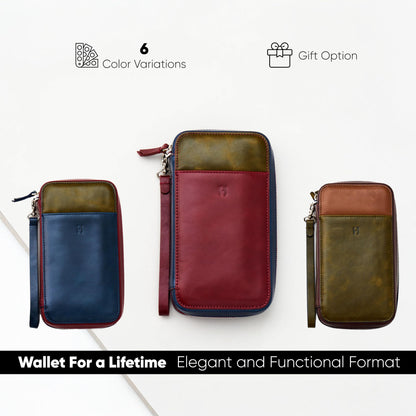 Full-Grain Leather RFID Wristlet