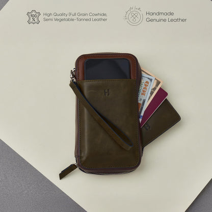 Full-Grain Leather RFID Wristlet