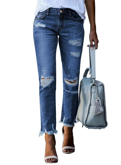 Sidefeel Women's Ripped Boyfriend Jeans