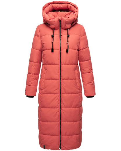 Women's Quilted Long Coat with Hood