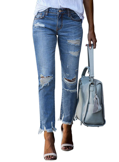 Sidefeel Women's Ripped Boyfriend Jeans