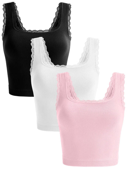 OLCHEE Women’s 3 Pack Crop Tank Tops