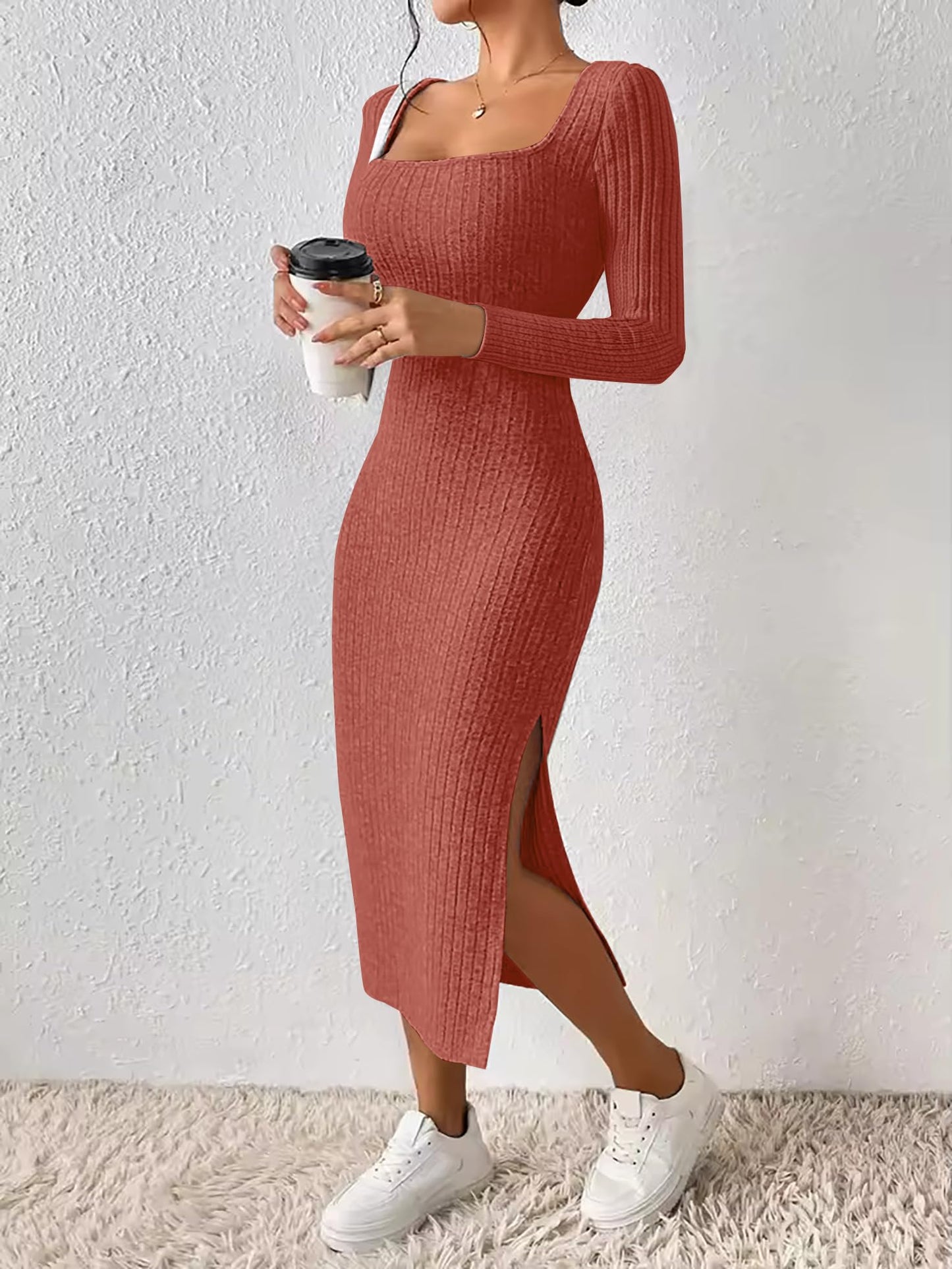 ETCYY Women's Square Neck Bodycon Dress