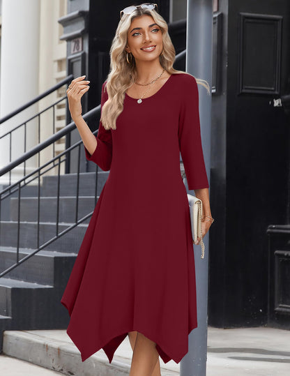 Zeagoo Women's 3/4 Sleeve Midi Dress
