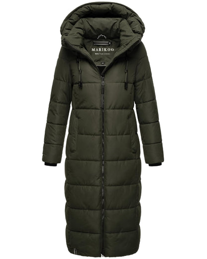 Women's Quilted Long Coat with Hood