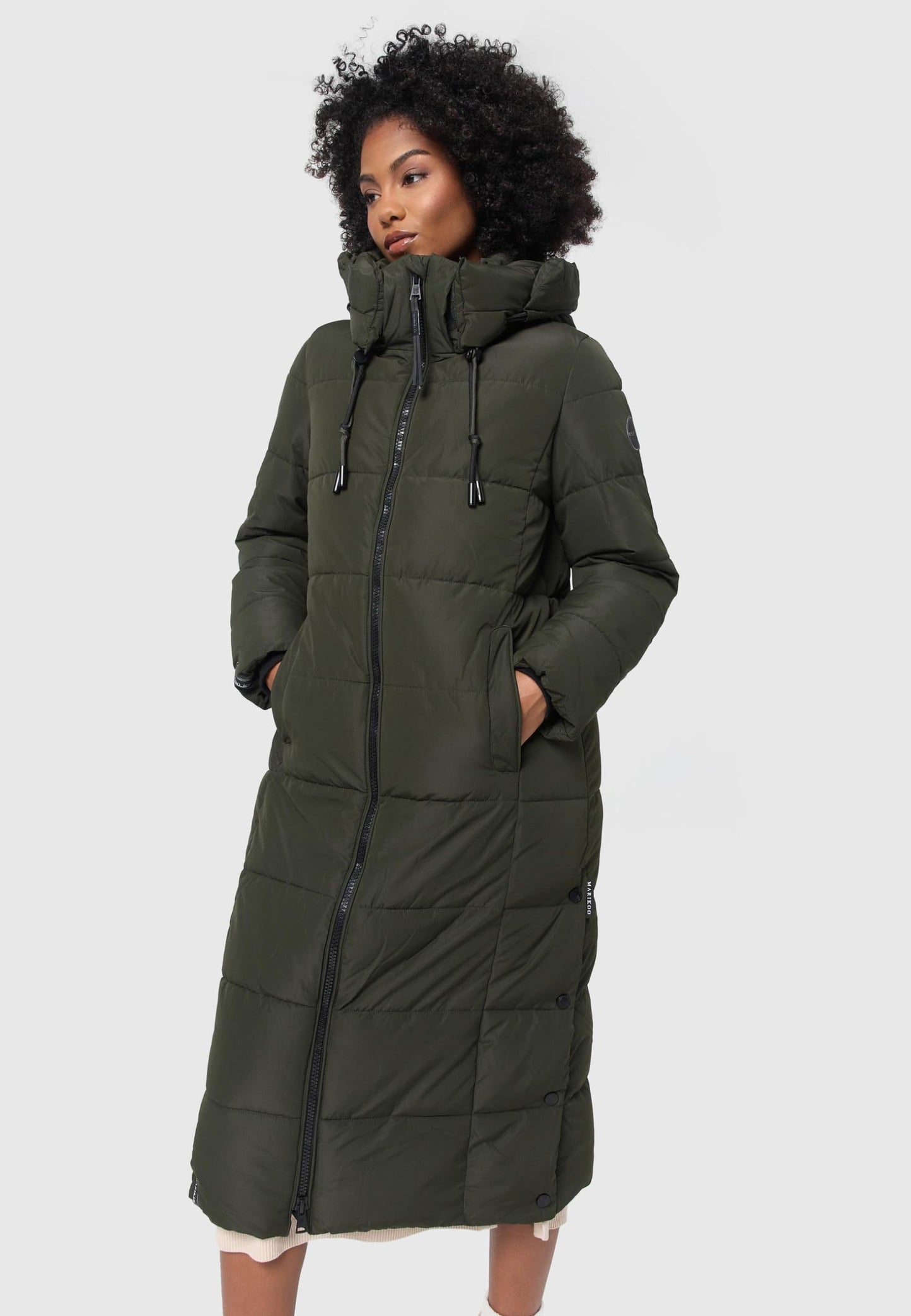 Women's Quilted Long Coat with Hood