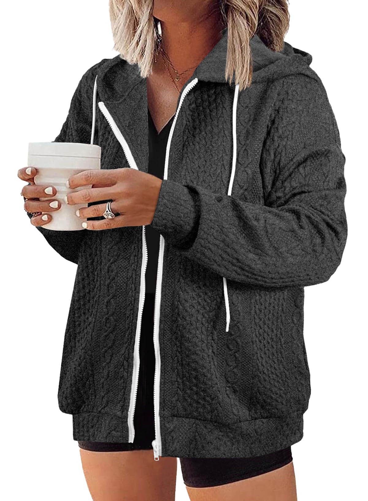 Eytino Plus Size Zip-Up Hoodie