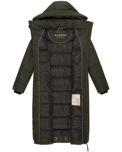 Women's Quilted Long Coat with Hood