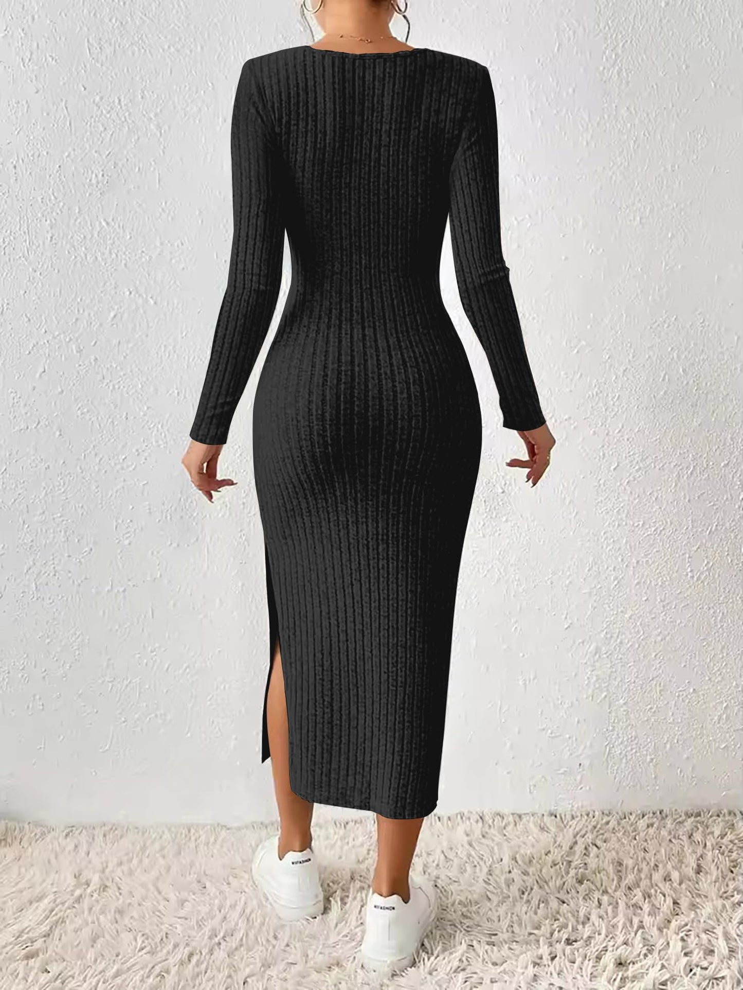 ETCYY Women's Square Neck Bodycon Dress