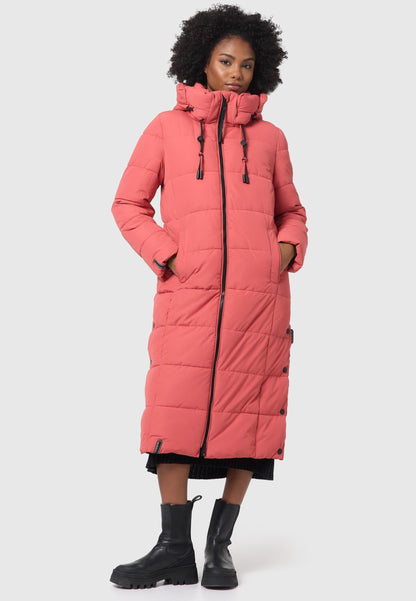 Women's Quilted Long Coat with Hood