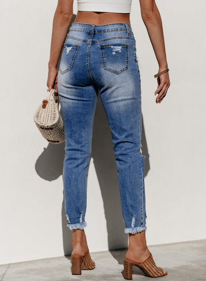 Sidefeel Women's Ripped Boyfriend Jeans