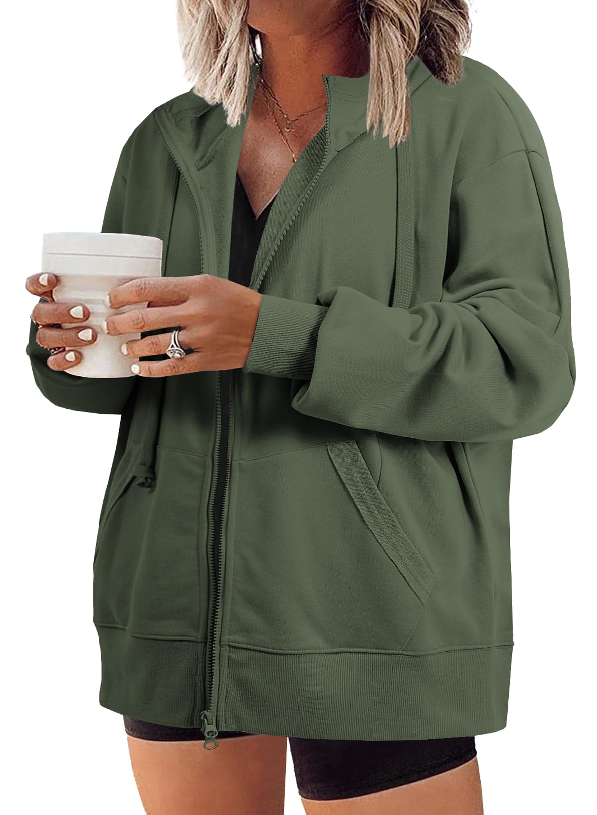 Eytino Plus Size Zip-Up Hoodie