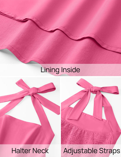 ZESICA Women's Summer Halter Midi Dress