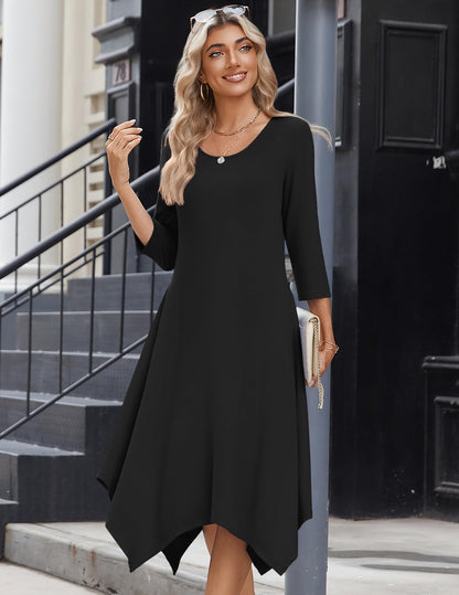 Zeagoo Women's 3/4 Sleeve Midi Dress