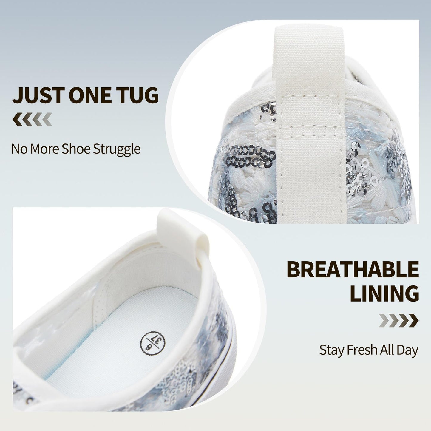 Kufeiti Women's White Canvas Sneakers