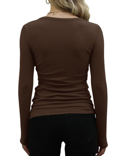 GEMBERA Women’s Ribbed Long Sleeve Top