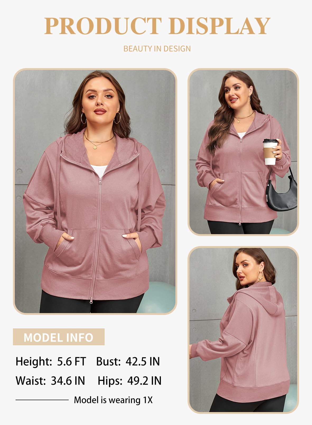 Eytino Plus Size Zip-Up Hoodie
