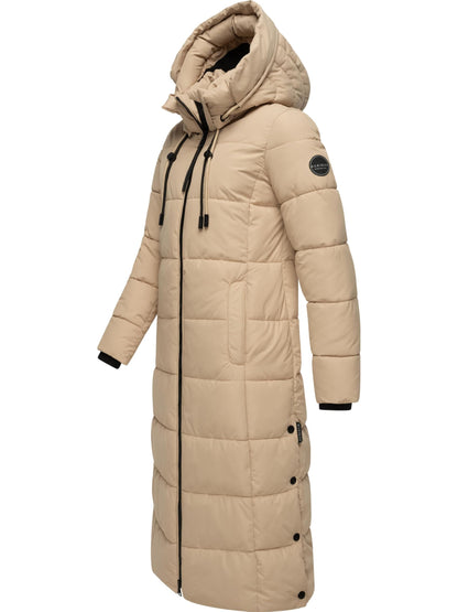 Women's Quilted Long Coat with Hood