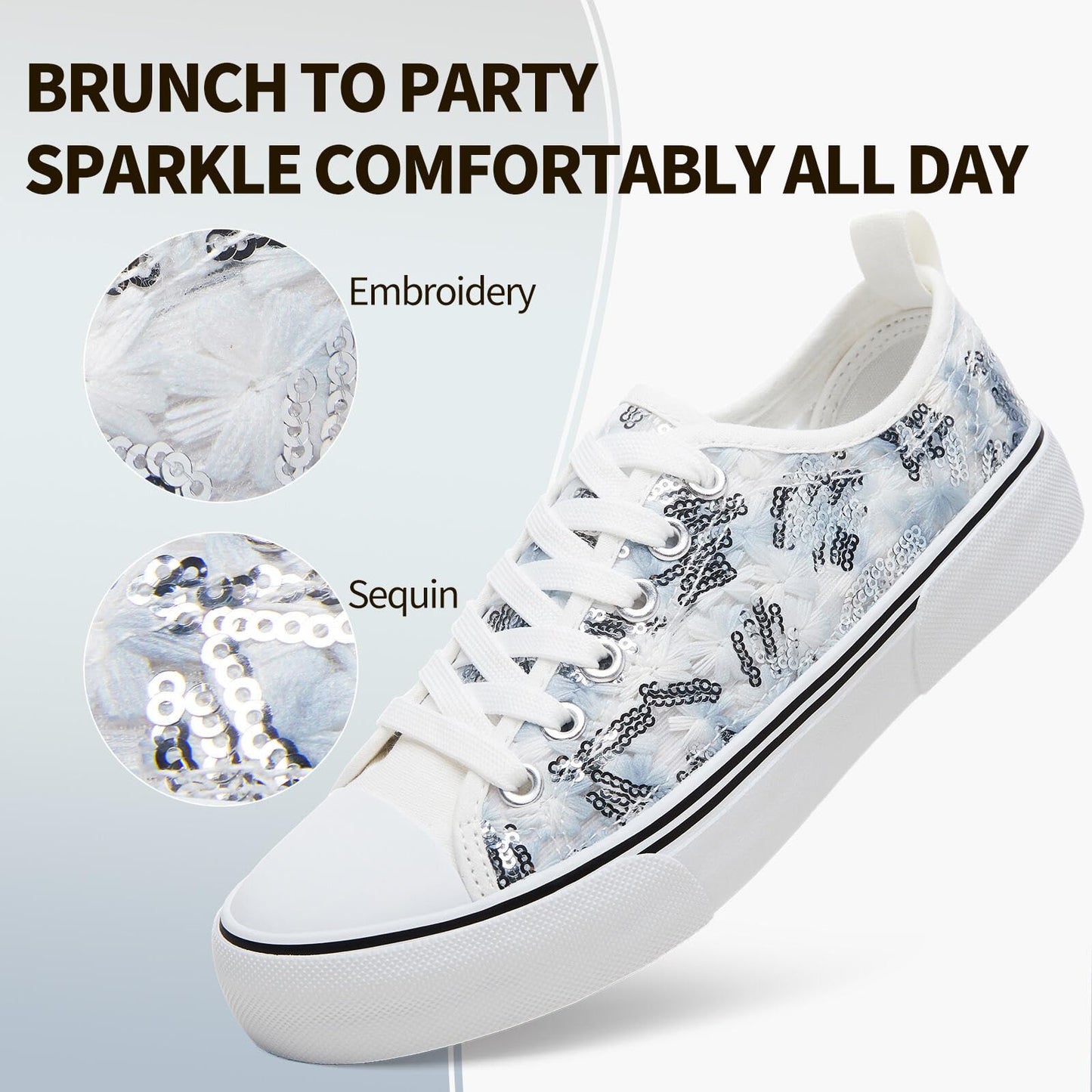 Kufeiti Women's White Canvas Sneakers