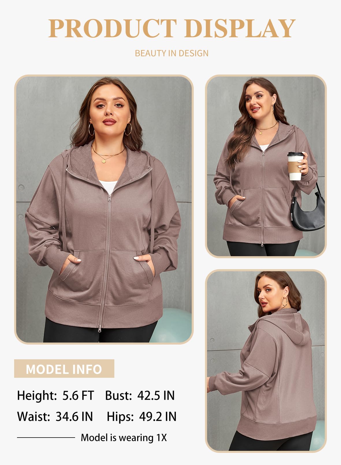 Eytino Plus Size Zip-Up Hoodie
