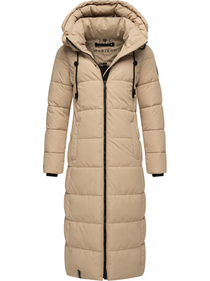 Women's Quilted Long Coat with Hood