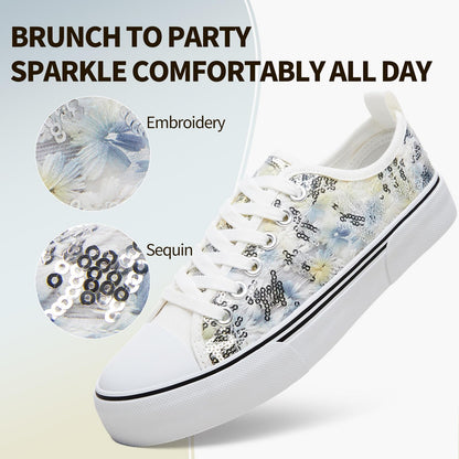 Kufeiti Women's White Canvas Sneakers