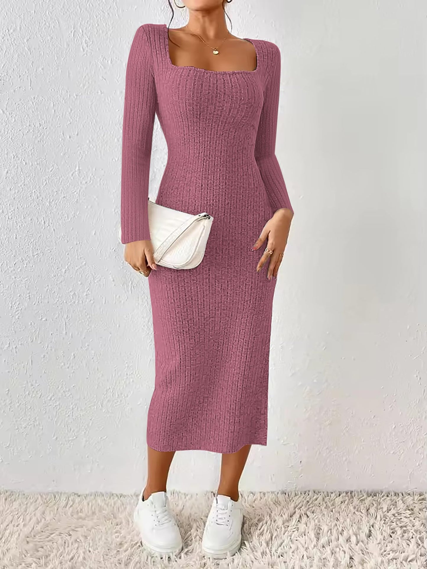 ETCYY Women's Square Neck Bodycon Dress