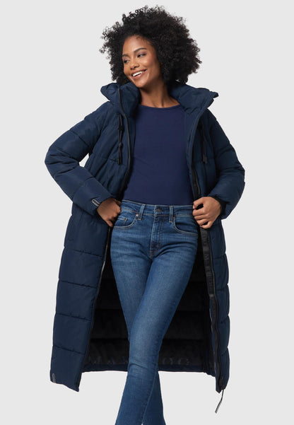 Women's Quilted Long Coat with Hood