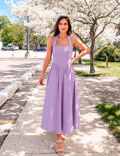 ZESICA Women's Summer Halter Midi Dress