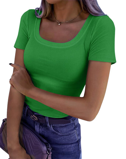 Roselux Women’s Ribbed Scoop Neck T-Shirt