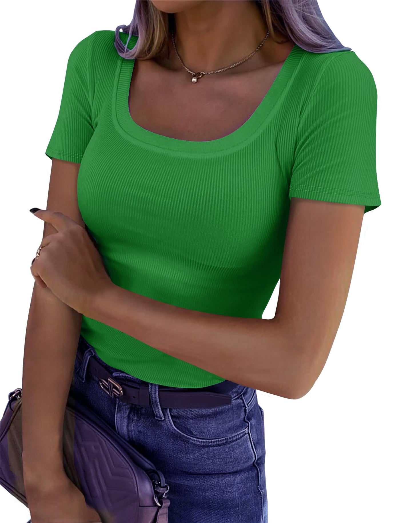 Roselux Women’s Ribbed Scoop Neck T-Shirt