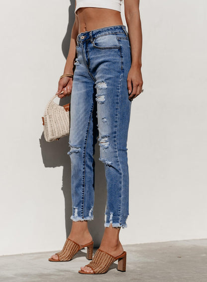 Sidefeel Women's Ripped Boyfriend Jeans