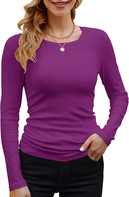GEMBERA Women’s Ribbed Long Sleeve Top