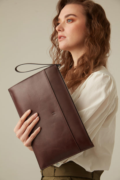 Leather RFID Wristlet Clutch