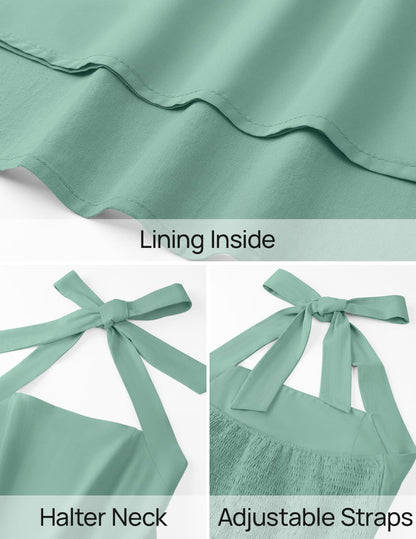 ZESICA Women's Summer Halter Midi Dress