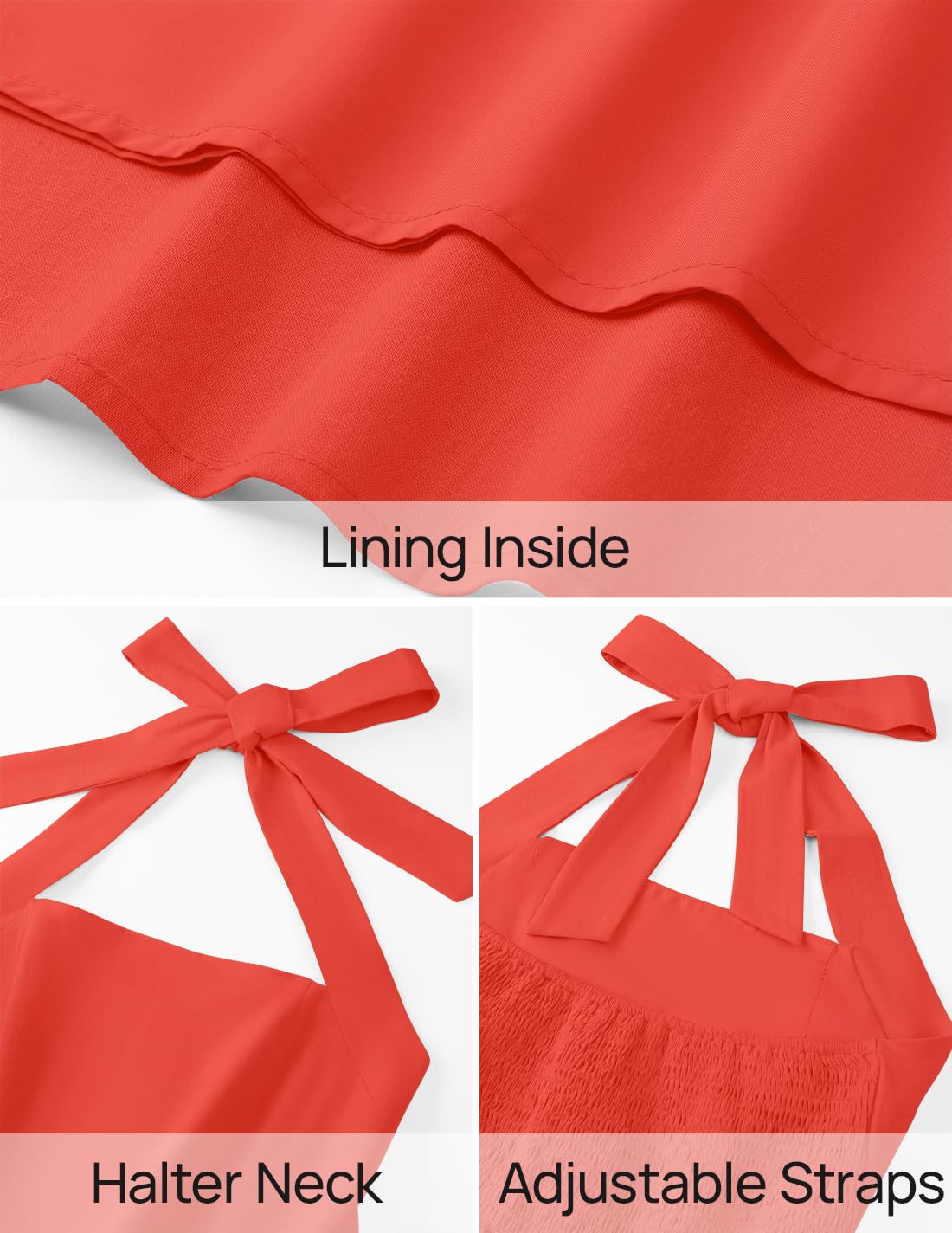 ZESICA Women's Summer Halter Midi Dress