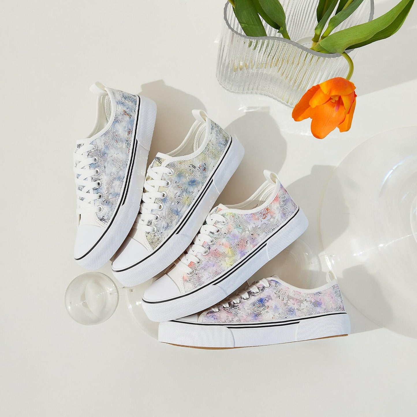 Kufeiti Women's White Canvas Sneakers