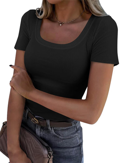 Roselux Women’s Ribbed Scoop Neck T-Shirt