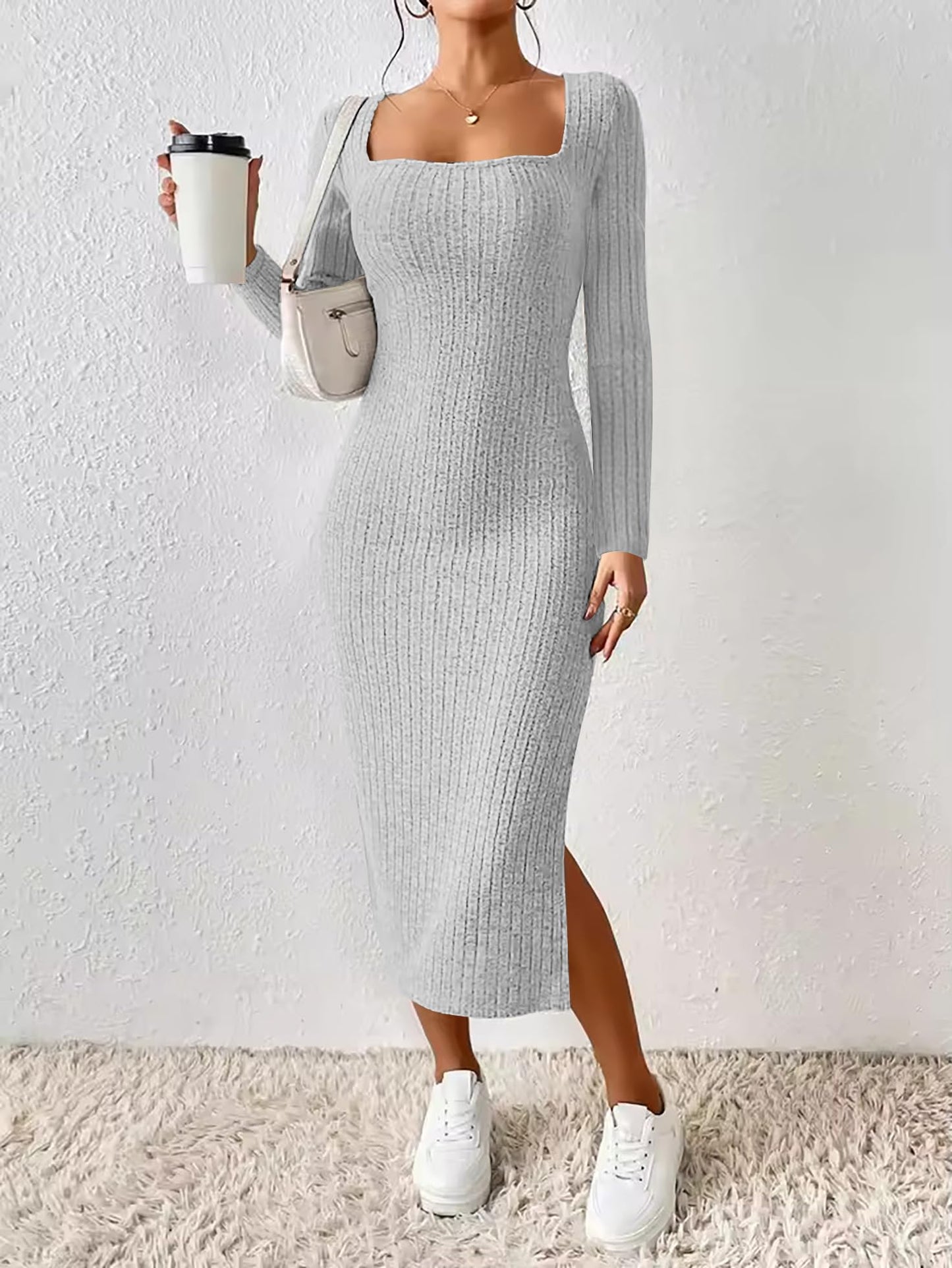 ETCYY Women's Square Neck Bodycon Dress