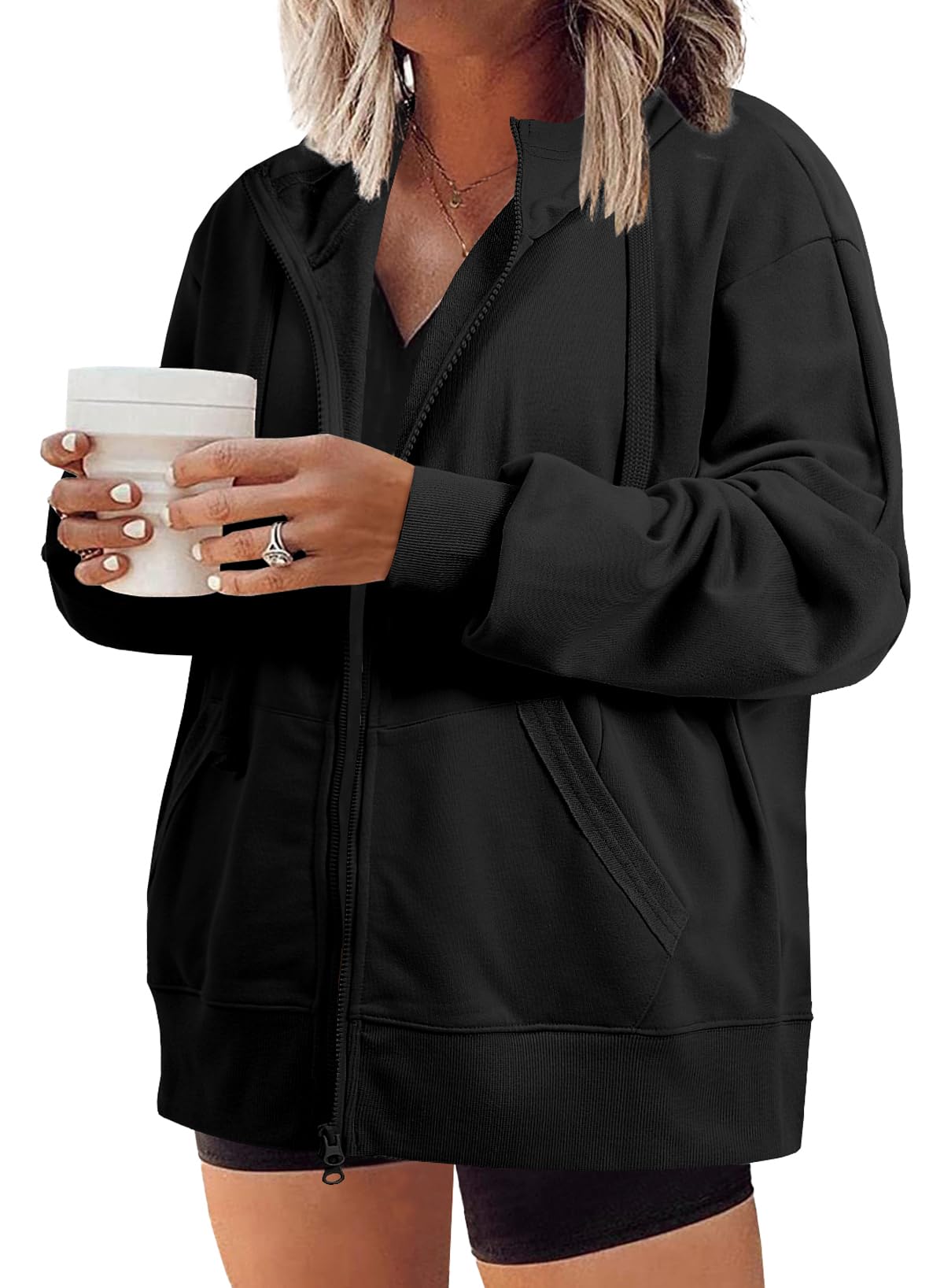 Eytino Plus Size Zip-Up Hoodie