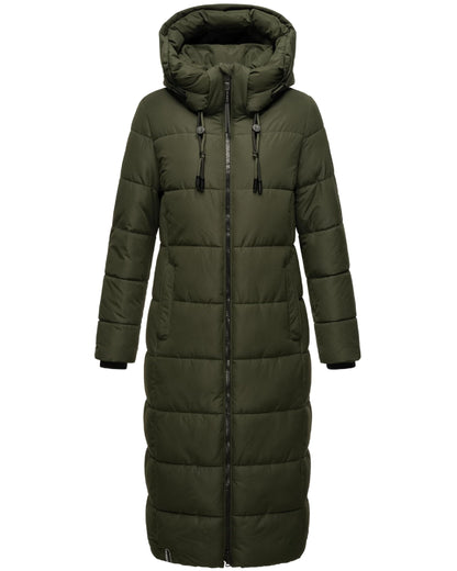 Women's Quilted Long Coat with Hood