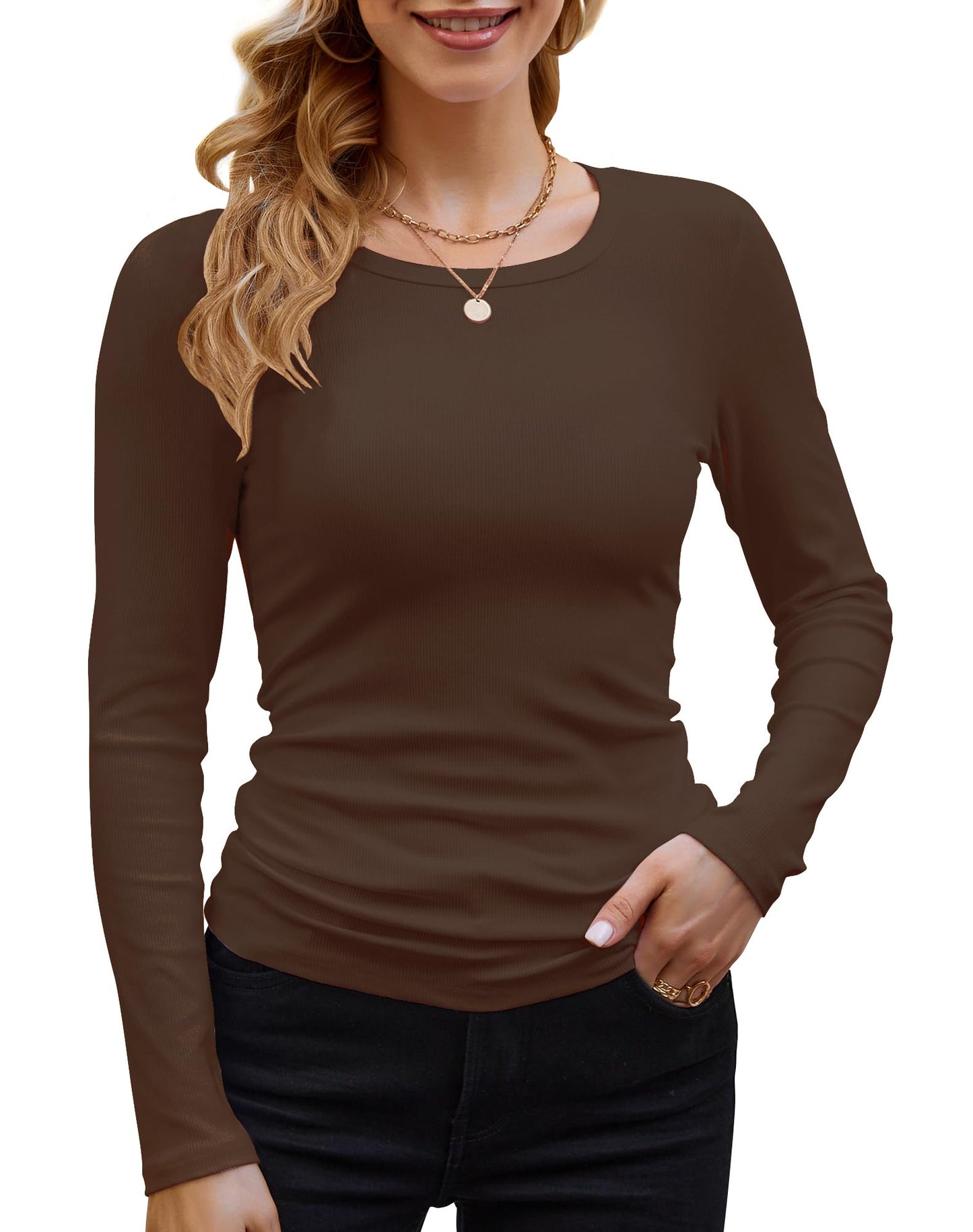 GEMBERA Women’s Ribbed Long Sleeve Top
