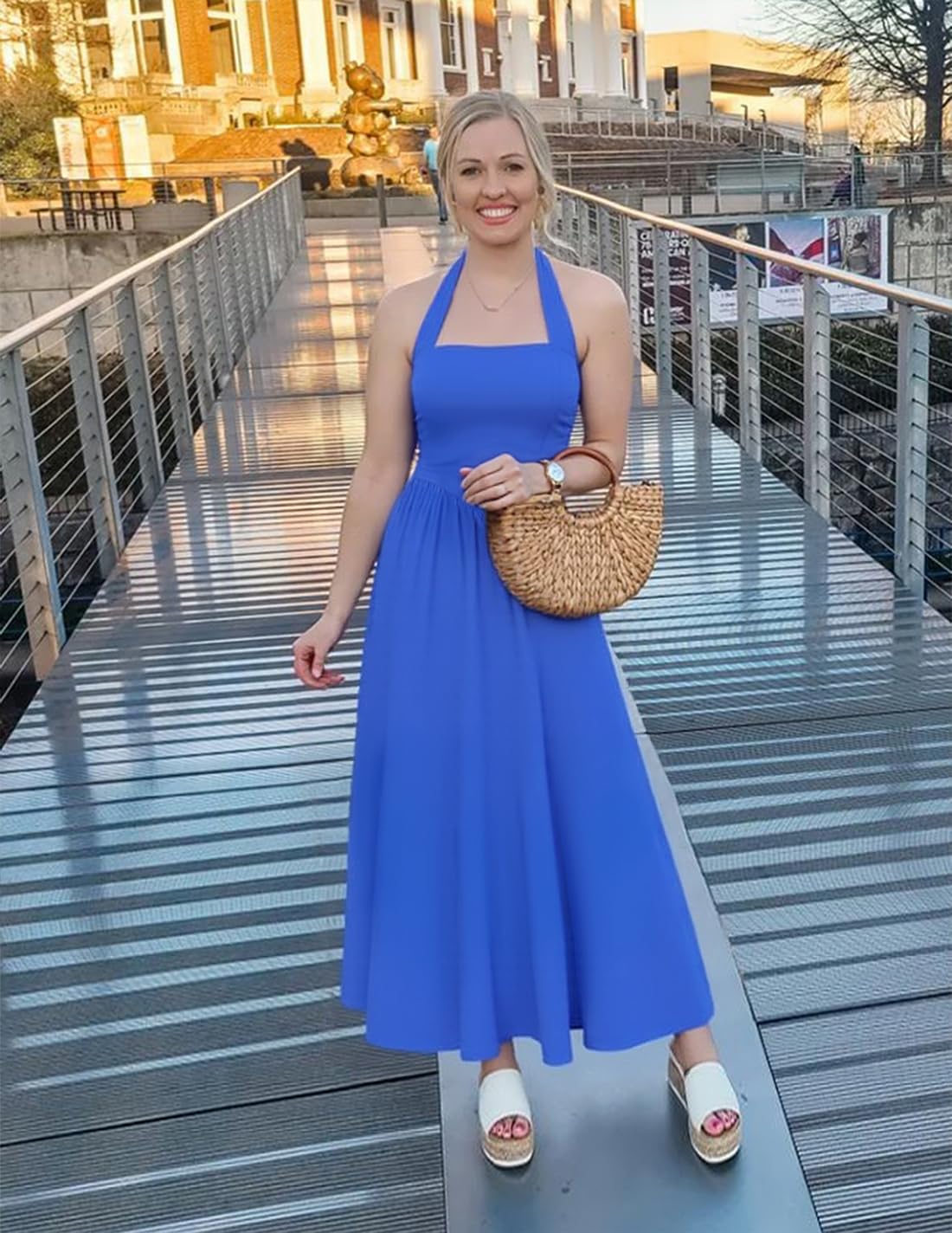 ZESICA Women's Summer Halter Midi Dress