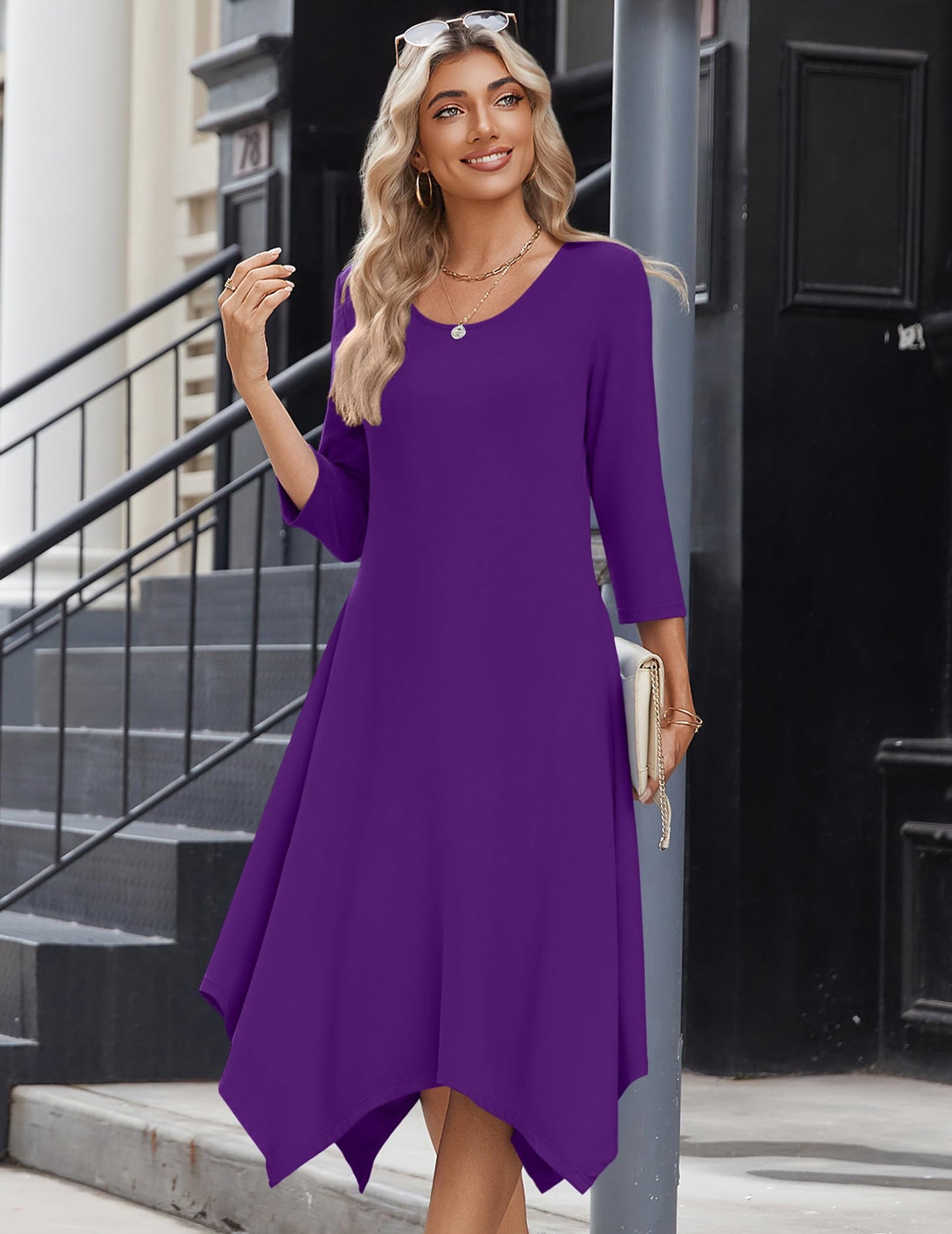 Zeagoo Women's 3/4 Sleeve Midi Dress