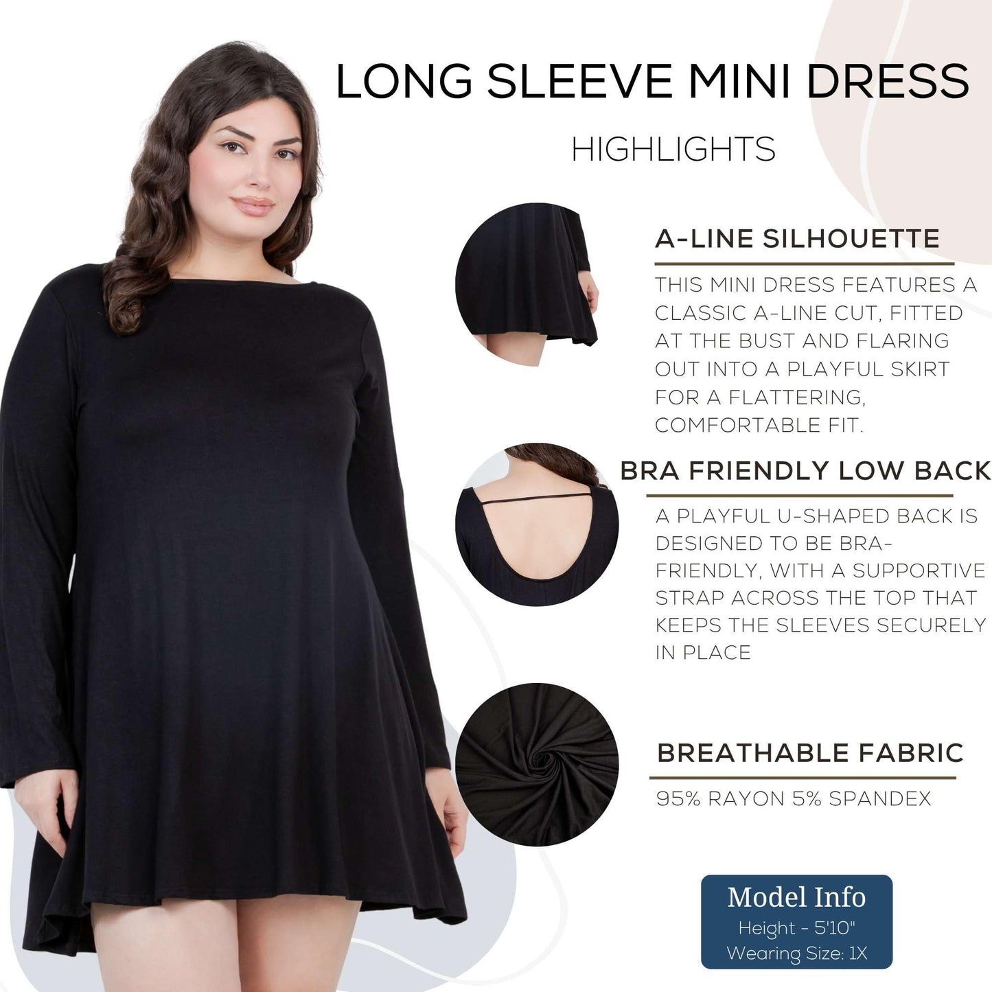 Azules Women's Long Sleeve Tunic Dress