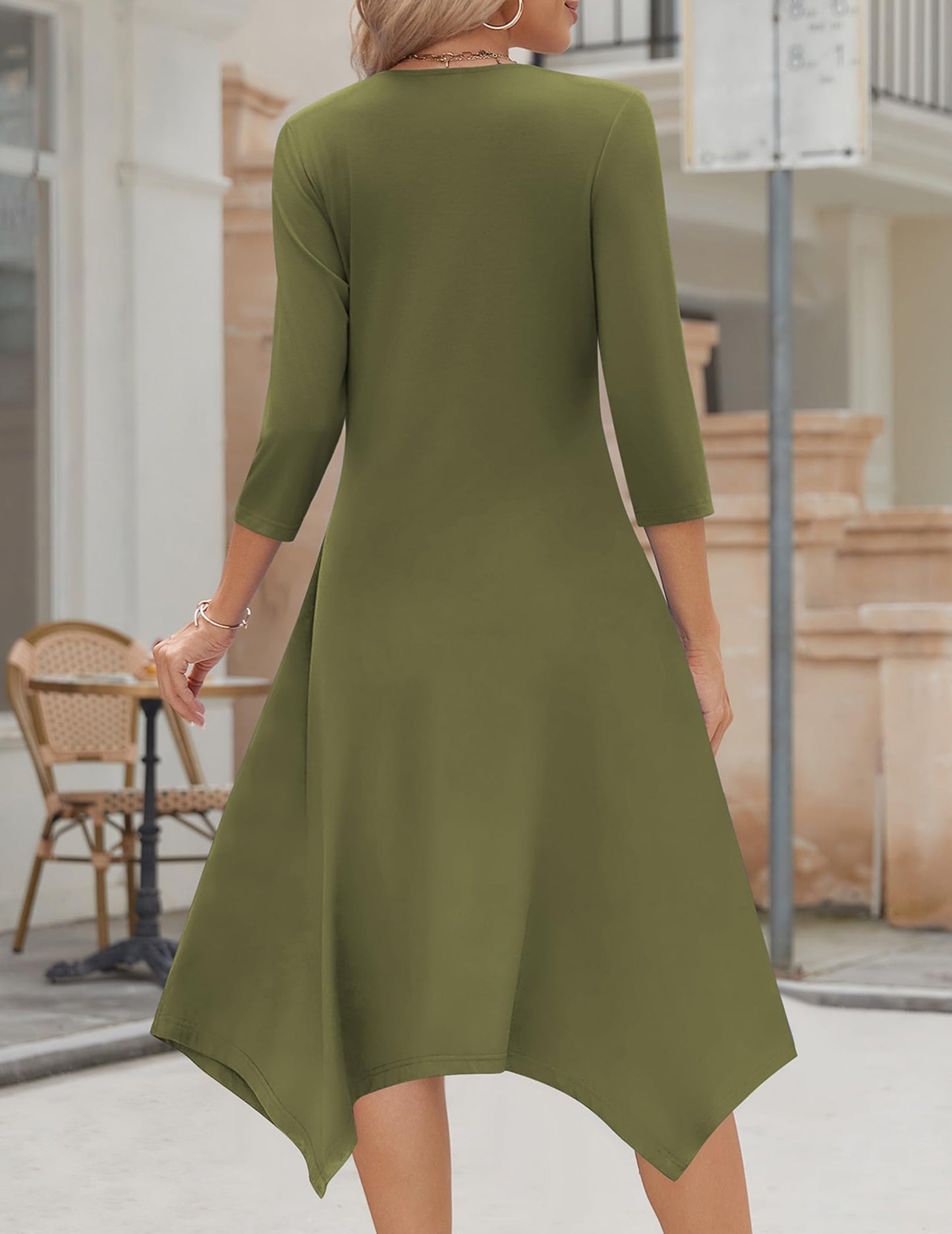 Zeagoo Women's 3/4 Sleeve Midi Dress