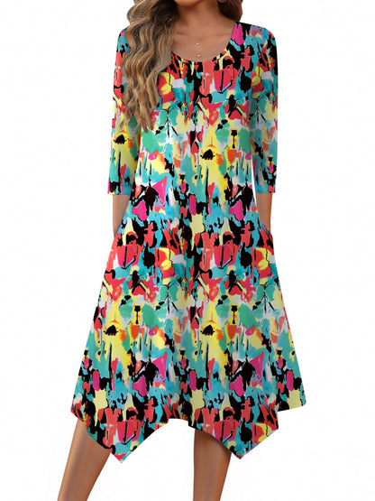 Zeagoo Women's 3/4 Sleeve Midi Dress