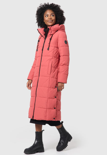Women's Quilted Long Coat with Hood