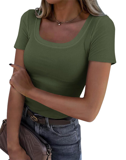 Roselux Women’s Ribbed Scoop Neck T-Shirt